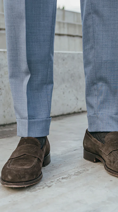 Wool Pleated Trousers Light Blue - Image 2