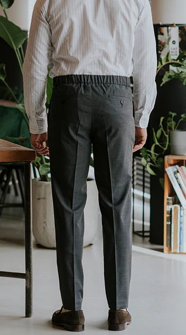 Drawstring Wool Trousers Dark Grey - Image 10