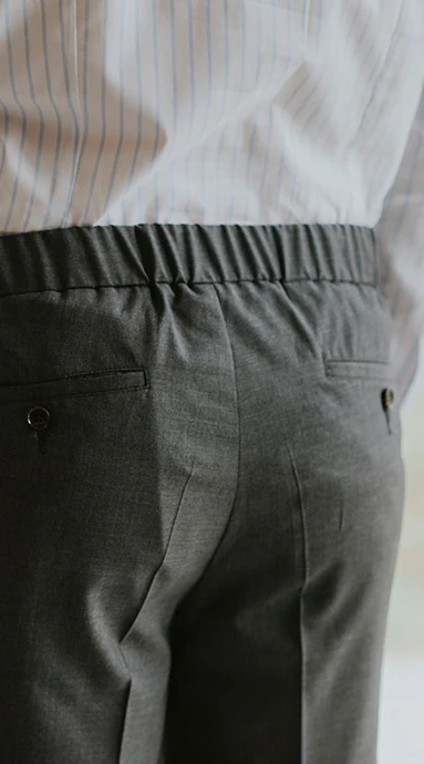 Drawstring Wool Trousers Dark Grey - Image 11