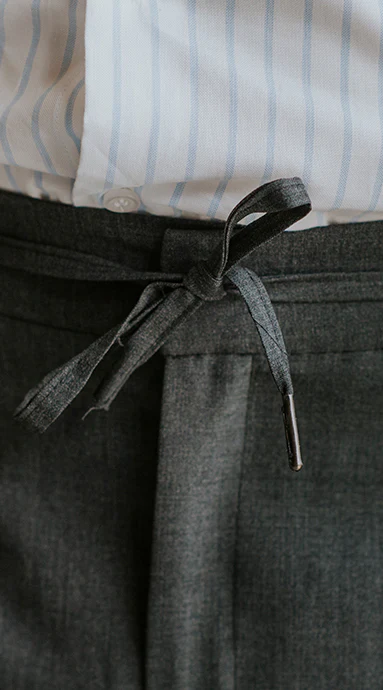 Drawstring Wool Trousers Dark Grey - Image 8
