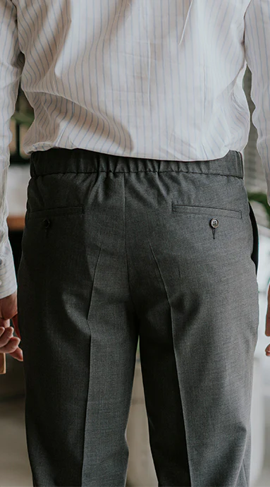 Drawstring Wool Trousers Dark Grey - Image 9