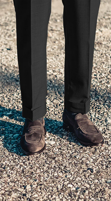 Double Pleated Tropical Wool Trousers Graphite - Image 3
