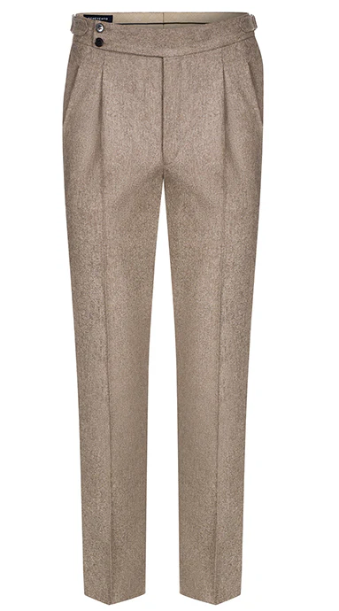 Double Pleated Flannel Trousers Beige - Image 5