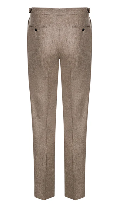 Double Pleated Flannel Trousers Beige - Image 6