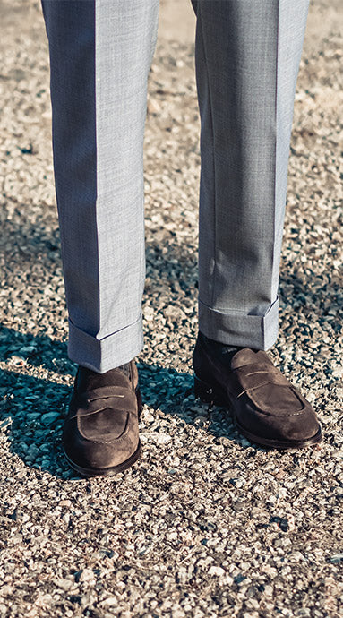 Double Pleated tropic Wool Trousers Light Grey - Image 4