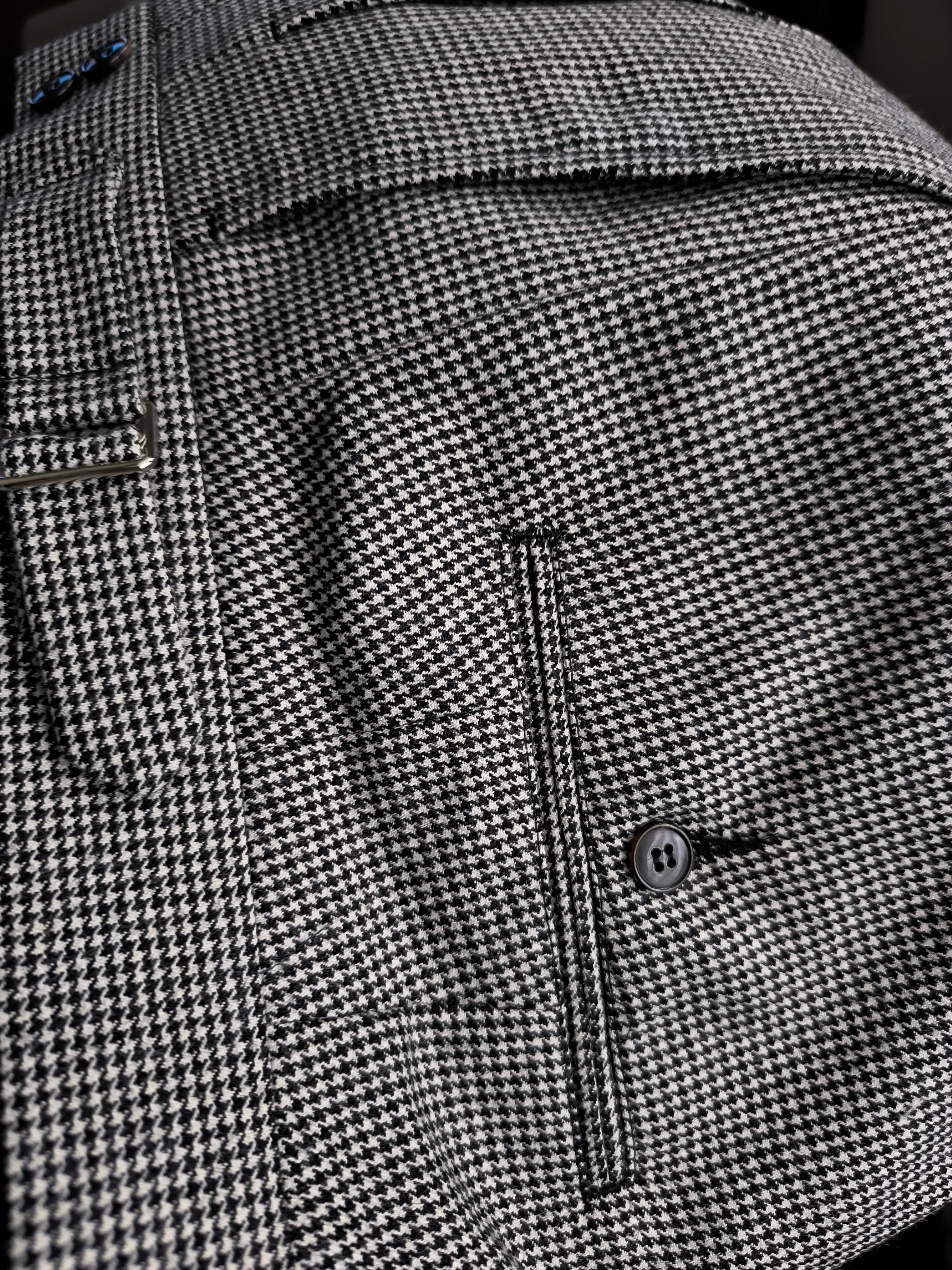 Double Pleated Flannel Trousers Black White Pied Poule - Image 3