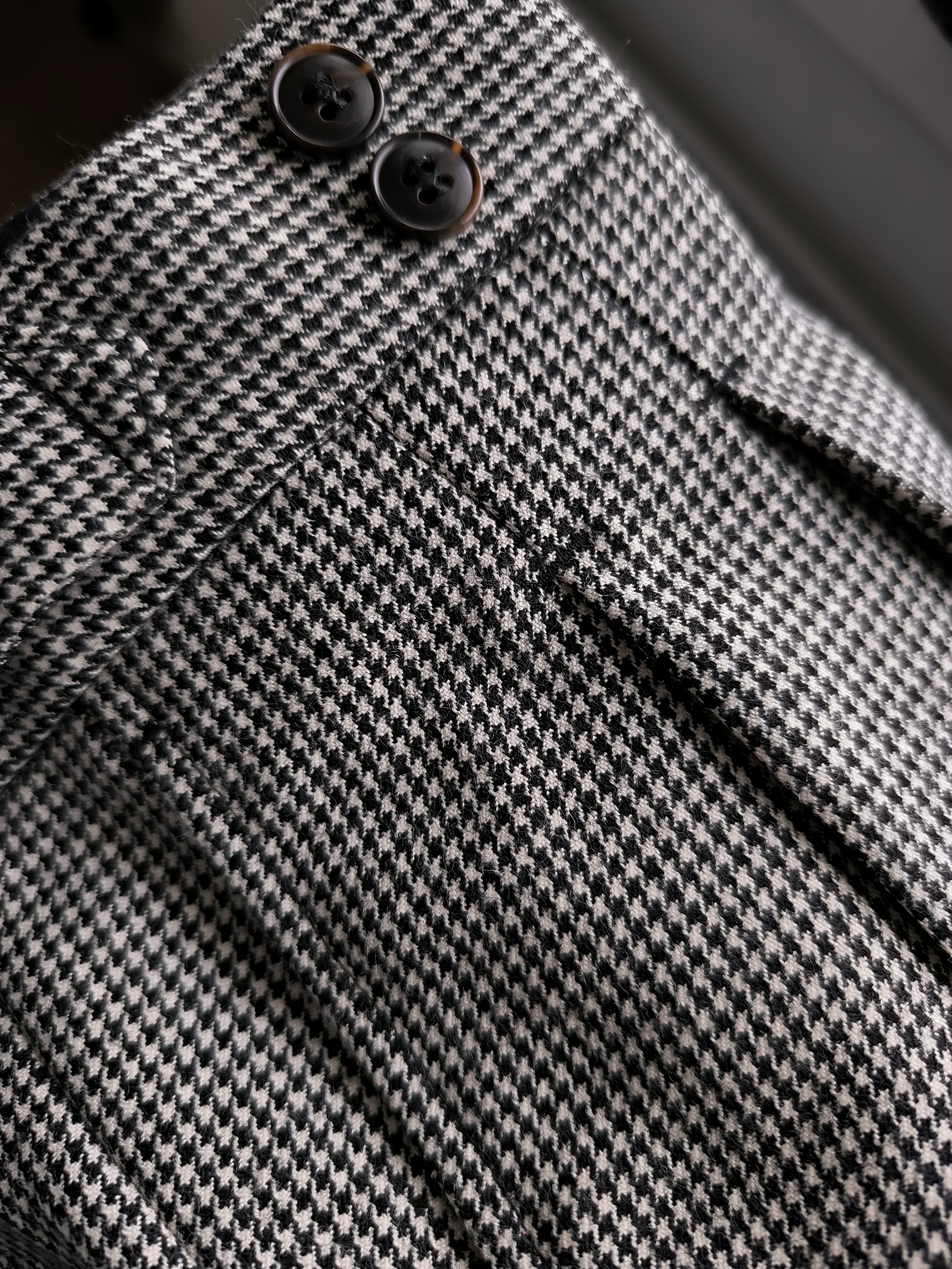 Double Pleated Flannel Trousers Black White Pied Poule - Image 4