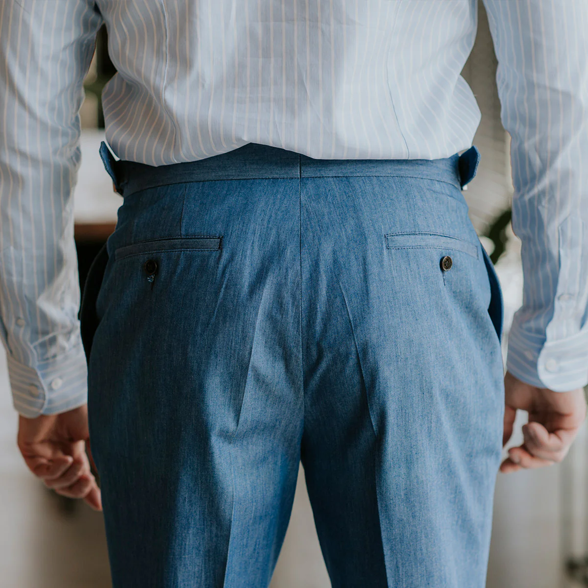 Gurkha Trousers Light Blue Denim - Image 3