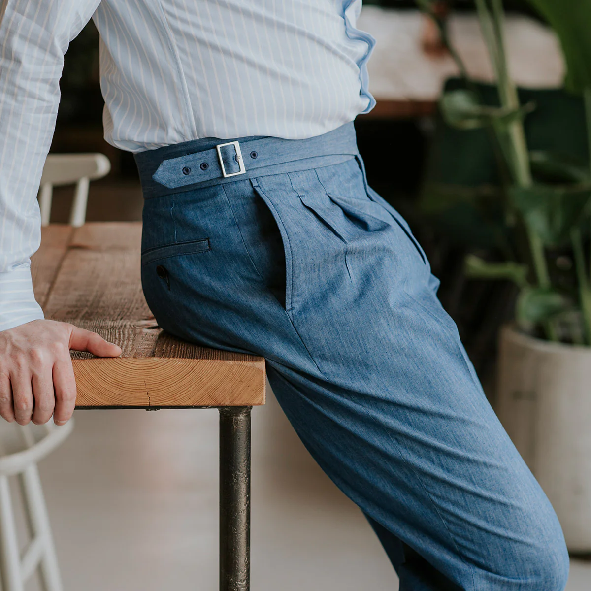 Gurkha Trousers Light Blue Denim - Image 4