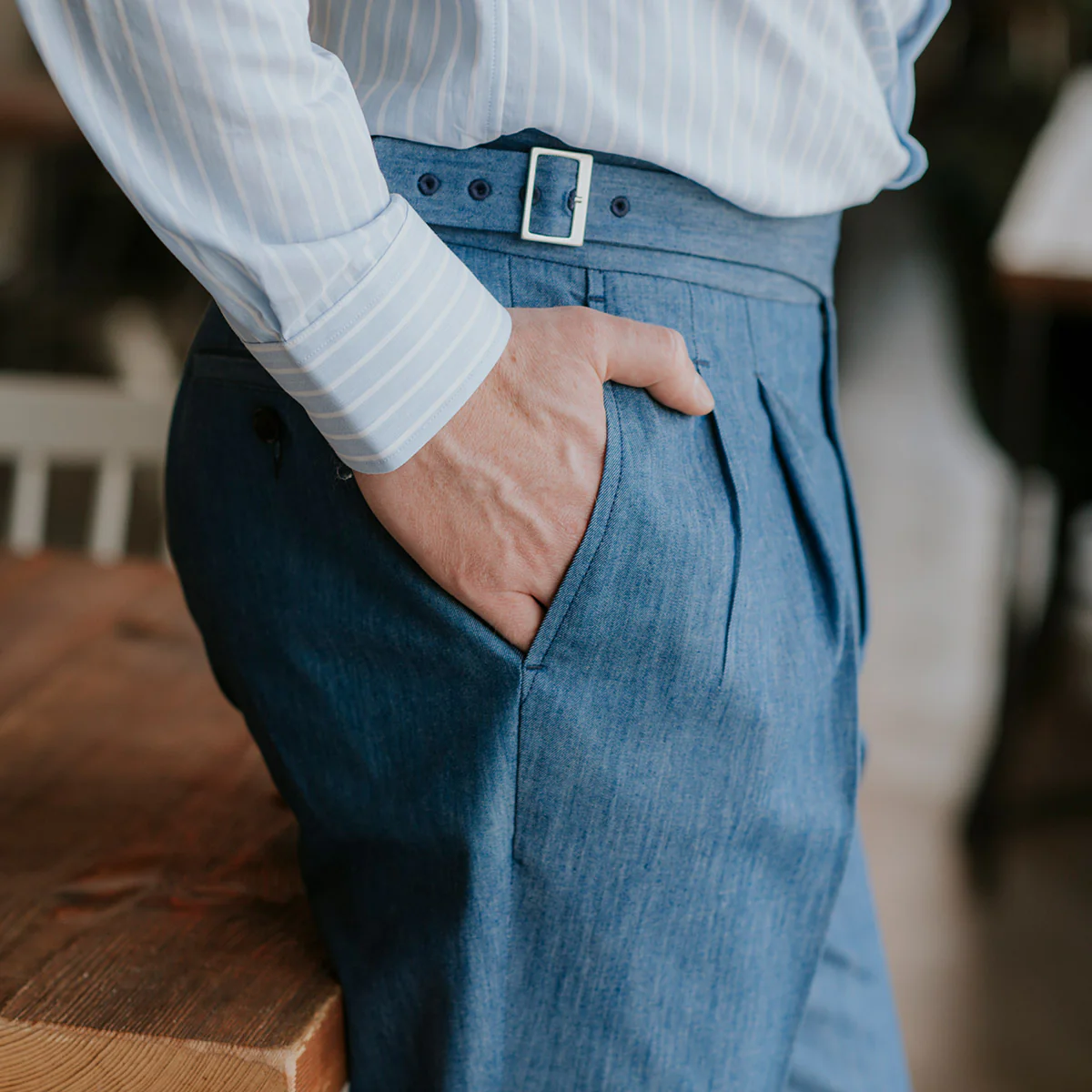 Gurkha Trousers Light Blue Denim - Image 6