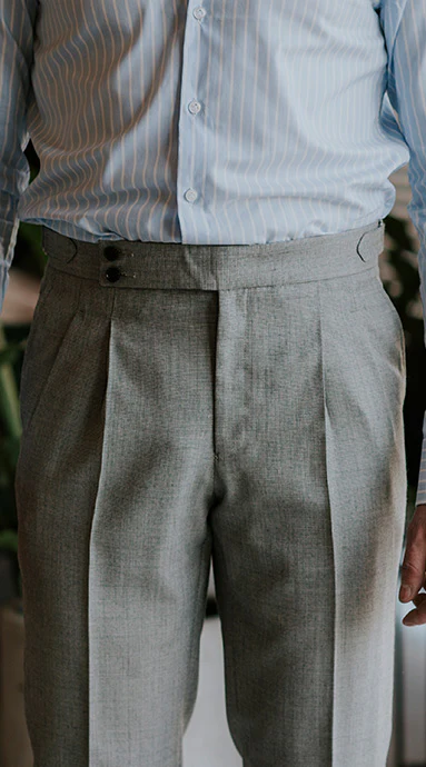 Sartorial Wool Trousers Light Grey Houndstooth - Image 3