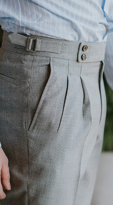 Sartorial Wool Trousers Light Grey Houndstooth - Image 4